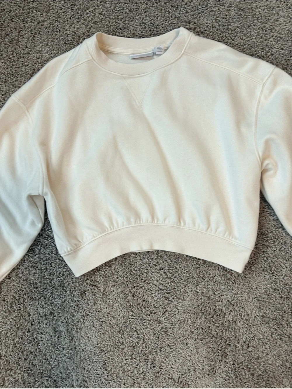 Girls Cropped Crewneck Sweatshirt in Cream